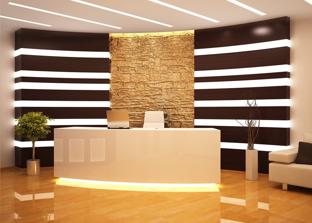 The lobby and reception desk